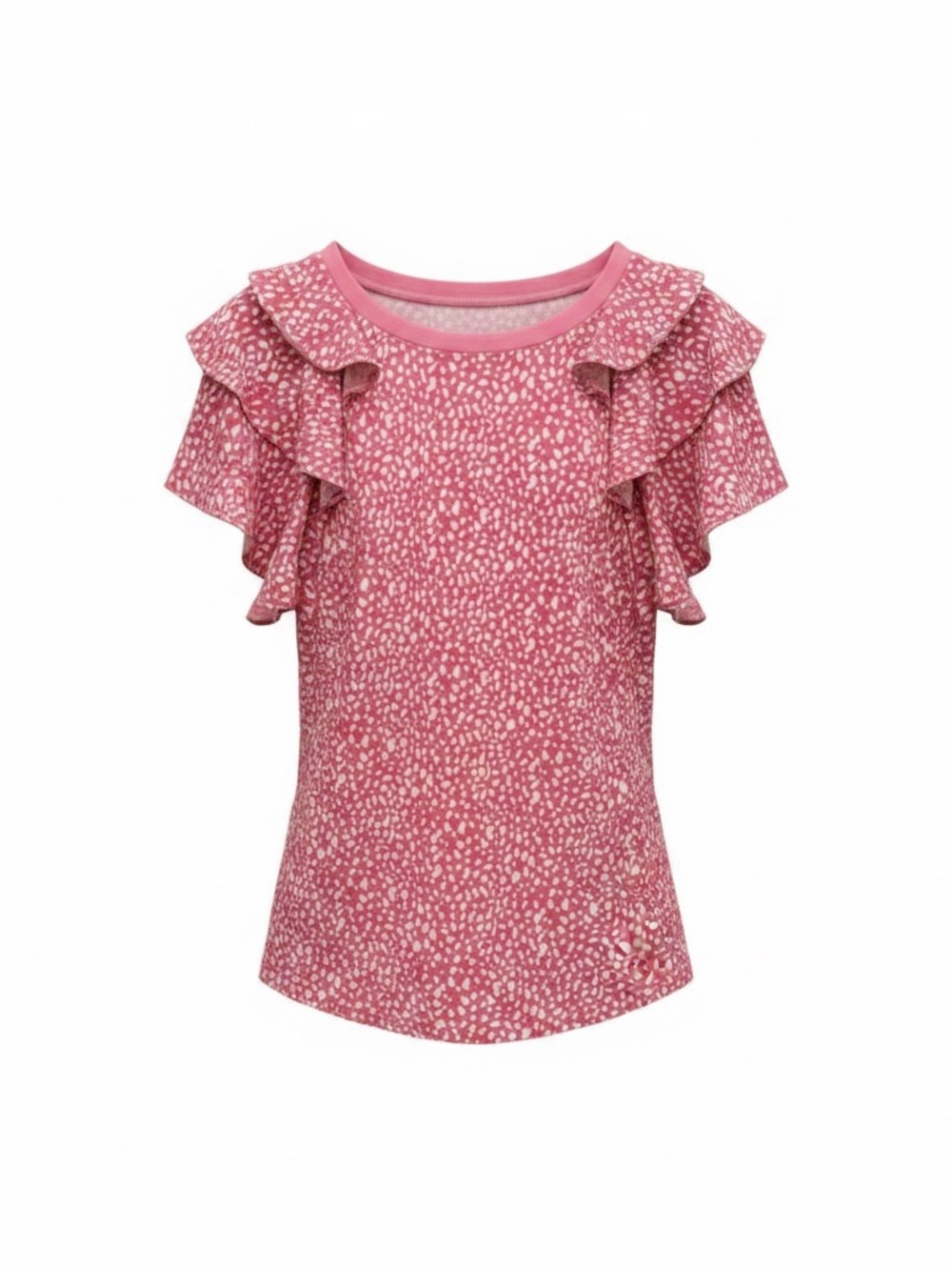 Women’s Pink Ruffle Sleeve Printed Top